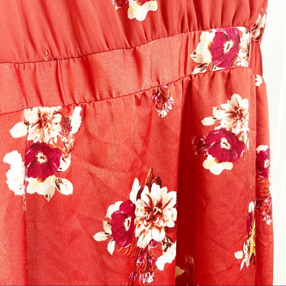 Torrid Burnt Orange Puff Balloon Sleeve Floral Dress Plus Size 30 - Picture 9 of 15